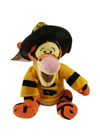 Disney Store Fireman Tigger Bean Bag Plush 9 " Winnie The Pooh Collectible Gift