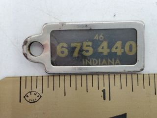 Vintage 1946 Dav Indiana Ind Keychain State License Plate Tag Car Key Chain Fob