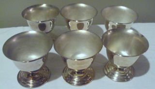 Set Of 6 Vintage Silverplate Wine Goblet / Cups By Wm Rogers & Sons
