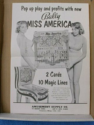 1957 Bally Miss America Bingo Advertising Flyer