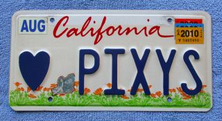California " Kids " Graphic Personalized Vanity License Plate: " Love " Pixys