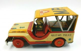 VINTAGE 1950 ' S HADSON JAPAN MILITARY POLICE PRESSED METAL FRICTION TIN MP JEEP 3