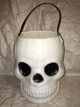 Aj Rezni Co Made In Usa Ma Vintage Halloween Skull Candy Bucket Blow Mold Vhtf