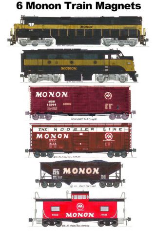 Monon Locomotives And Train 6 Magnets Andy Fletcher