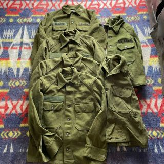 Korean War Era Vintage Us Army Wool Cold Field Shirt 108 Olive Green Bundle Of 6