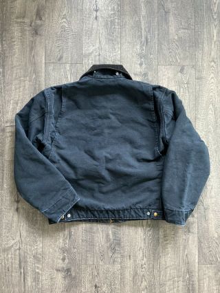 Vintage Carhartt Made In USA Black Blanket Lined Detroit Jacket Full Zip Size M 2
