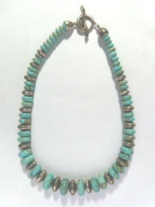 Dtr Jay King 925 Silver - Vintage Graduated Turquoise Beaded Necklace