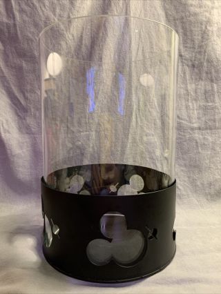 Disney Mickey Mouse Silhouette Black Metal Candle Holder With Hurricane Glass