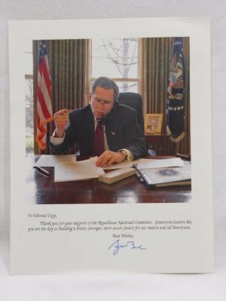 George W Bush Pre - Print Autographed 8x10 Photograph & Letter Republican Rnc
