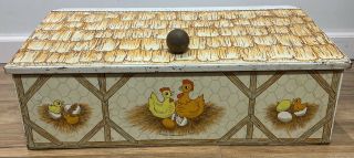 Vintage 1976 Sears Roebuck & Co Chicken Metal Bread Box Rare Farmhouse Decor