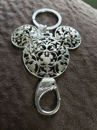 Disney Silver Tone Mickey Mouse Keychain With Clip