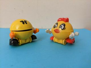 Pair Vintage 1980s Tomy Coleco Pac Man Ghost Mouth Wind Up Ms.  Miss Pacman