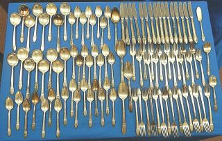 Vintage 1847 Rogers Bros.  Silver Plated Flatware Set Pattern First Love
