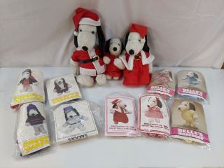 Vintage Peanuts Snoopy Belle Plush Dolls With 9 Costume Outfits Christmas 1170