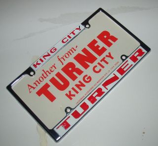 1960s 70s Turner Chevrolet Buick Pontiac Metal License Plate Frame King City Ca