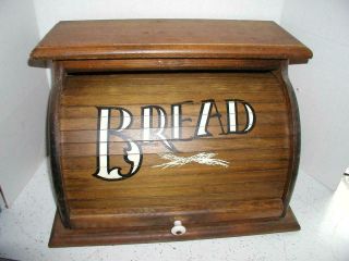 Vintage Large 18 X 11 X 11 Rustic Country Kitchen Wooden Roll Top Bread Box