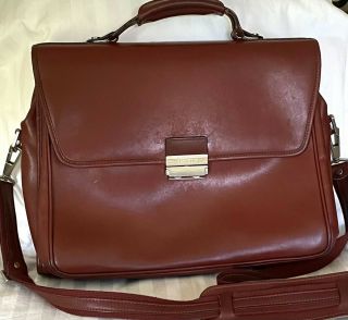 Hartmann Vintage Brown Leather Executive Briefcase Messenger Laptop Bag