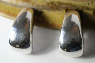 Vintage Bat Ami Israel 925 Sterling Silver Large Chunky Modernist Clip Earrings