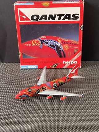 Herpa 1:500 Qantas Boeing 747 - 400 Wunala Dreaming Vh - Ojb Item No.  511865