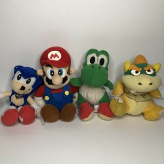 Vintage Toysite Nintendo 64 Mario Yoshi,  Bd&a Bowser,  Sonic Sega 2000 Plush