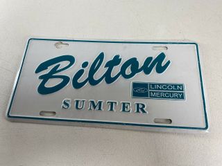 Vintage Bilton Lincoln Mercury Sumter,  Sc Metal Dealership License Plate