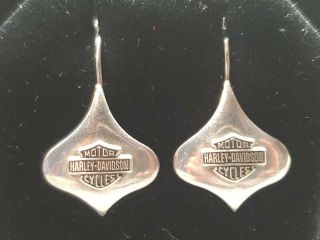 Harley - Davidson Sterling Silver Bar & Shield Teardrop Earrings