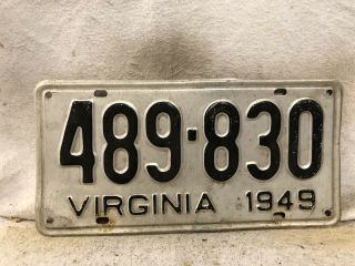 Vintage 1949 Virginia Bicentennial License Plate