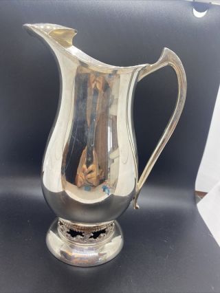Vintage Sheffield Silver Plate Water Pitcher 10 " Tall With Ice Lip