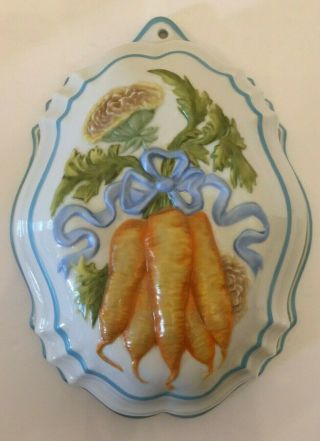 Vintage Franklin Le Cordon Bleu Glazed Oval Ceramic Jello Mold Carrots 1986