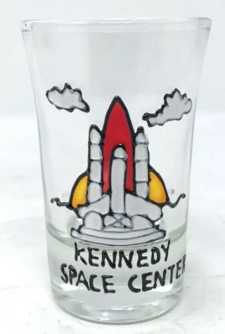 Kennedy Space Center Nasa Vintage Stained Glass Souvenir Shot Glass Barware Rare