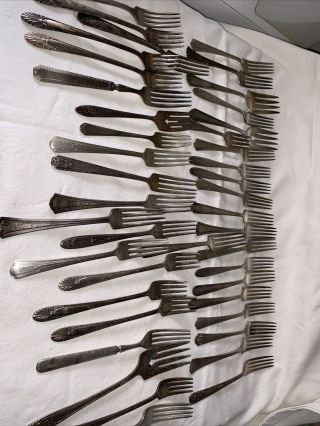 42 Mixed Silver Plate Dinner Forks For Crafting Weddings Or Use