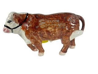 Vintage Sirloin Stockade Bull Hereford Cow Bank Coin Money Ceramic Piggy