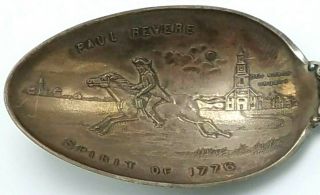 Antique Boston Mass Sterling Silver Souvenir Spoon 1910 Paul Revere Spirit Of 76
