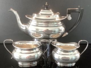 Vintage 3 Piece Silver Plated Tea Set By Roberts & Dore