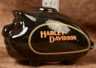Harley - Davidson Ceramic Classic Tank Hog Bank - Glossy Black Finish 4 " Tall