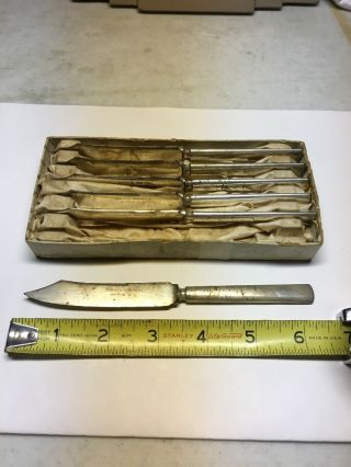 Vintage 6 Set Goodell Company Antrim Nh Silverplate Fruit Cheese Knives