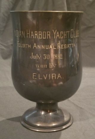 1892 Gorham Trophy Cup Indian Harbor Yacht Club Silver Soldered