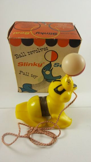 Vintage Slinky Seal Pull Toy 1960s James Industries Made In Usa