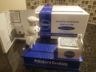 Pillsbury Cookies Cast Iron Mechanical Bank W/ Dough Boy