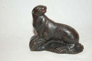 Cast Iron " Sea Lion (seal On Rock) " Still Bank Made By Arcade