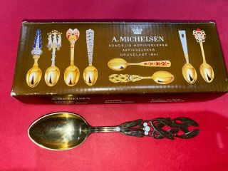1941 Estate Michelsen - Denmark - Sterling Silver/gold Wash Christmas Spoon