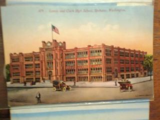 Vintage Post Card Lewis & Clark High School Spokane Wa