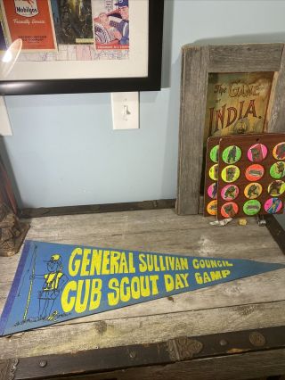 Vintage Boy Scouts Camp Sullivan Council Souvenir Felt Pennant Full Size