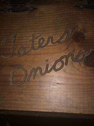 Vintage WOOD POTATO AND ONION STORAGE BIN BOX TATERS & Onions 24H x 14D x 12W 3
