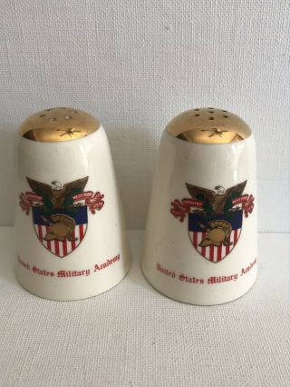 Vintage United States Military Academy Souvenir Salt Pepper Shaker Eagle Flag Pr