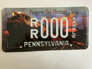2000s Pennsylvania License Plate Sample Preserve Our Heritage Railroad Graphic