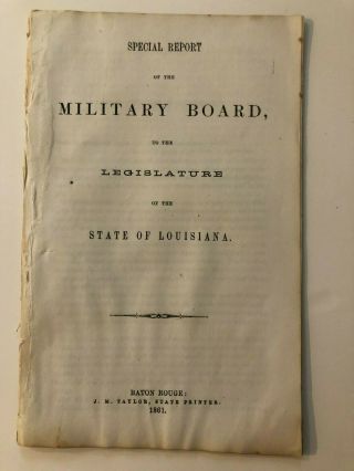 1861 Report Of Louisiana Military Board