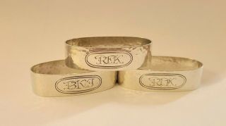 3 J.  S.  Co Sterling Silver Napkin Ring - Hand Hammered Arts And Crafts