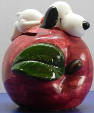 Vintage Peanuts Snoopy Apple Bank With Stopper Htf