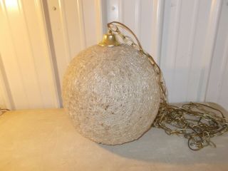 Vintage Mid Century White Lucite Spaghetti Swag Hanging Light Lamp 50 